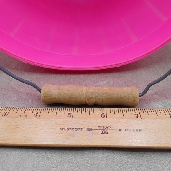 Vintage Easter Blow Mold Pink Bucket w/Wood Handle Spring Candy Basket - Picture 10 of 10